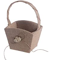 CLISPEED Cesta Niña Florista Cesta Arpillera Corazón Madera Vintage Cesta Boda Floral